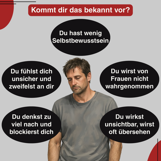 Ein trauriger Mann, der nach unten guckt. Um ihn herum Statements, weswegen er traurig ist. Oben die Frage, ob ihm das bekannt vor kommt.