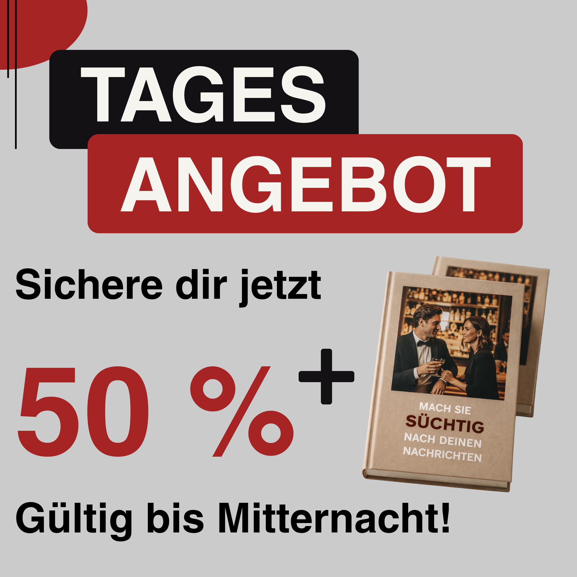 Tagesangebot mit 50 Prozent plus ein Buch gratis dazu. Das Angebot ist gültig bis Mitternacht.